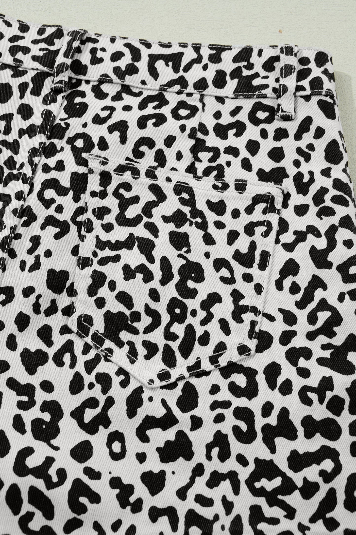 Brown Leopard Print Button Overlap Denim Shorts