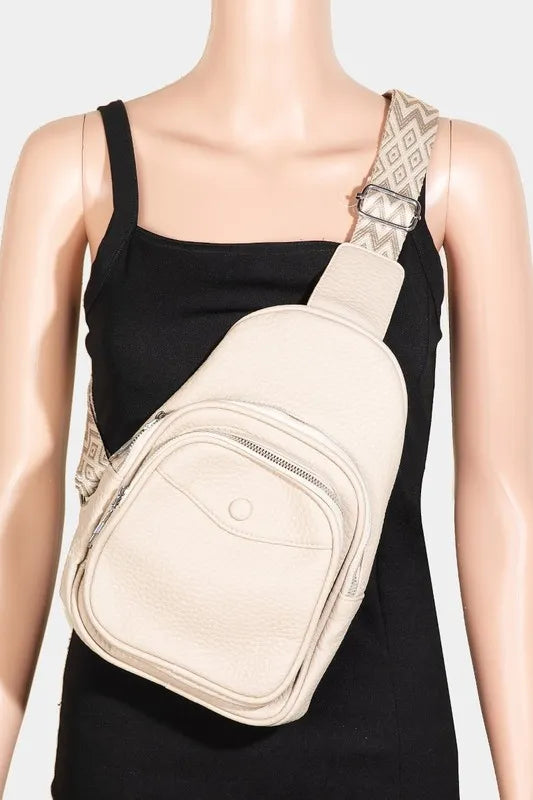 Textured PU Leather Sling Bag