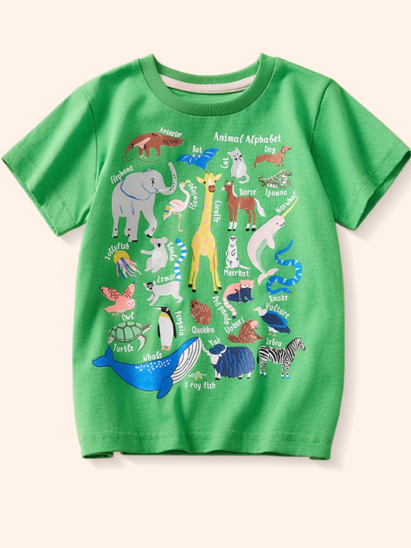 Children's Animal Print Crew Neck Short Sleeve T-Shirt
