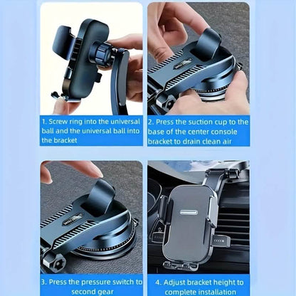 Adjustable Car Phone Holder – Suction Cup Dashboard Mount, Anti-Slip Grip, iPhone &amp; Android