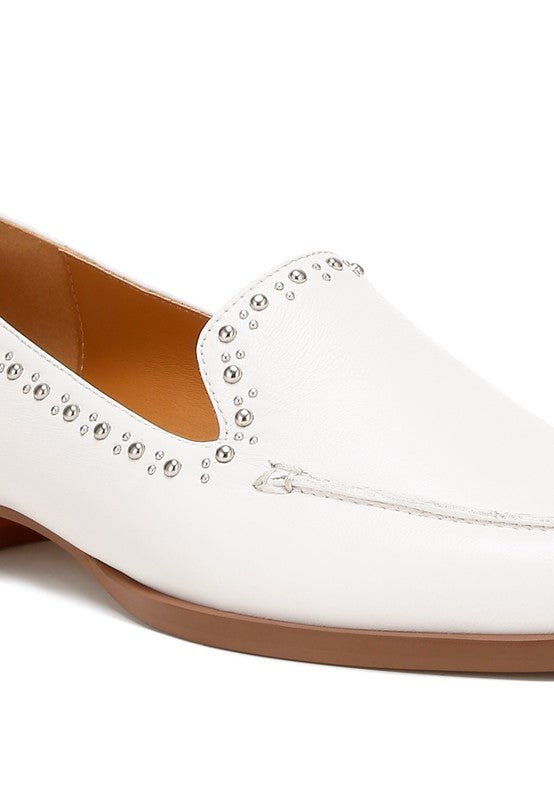 Wolferton Delicate Stud Detail Leather Loafers - Loving It Shop