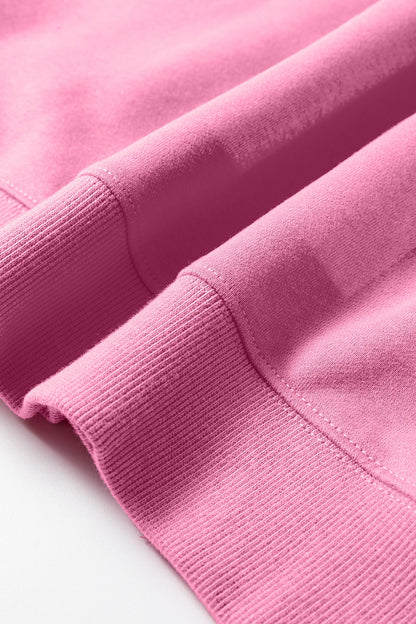 Bright Pink Oversize Blessed Embroidered Mock Neck Sweatshirt