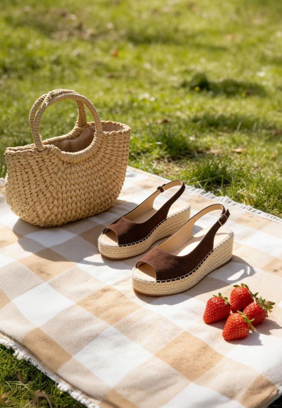 Georna Peep - Toe Espadrille Wedges - Loving It Shop