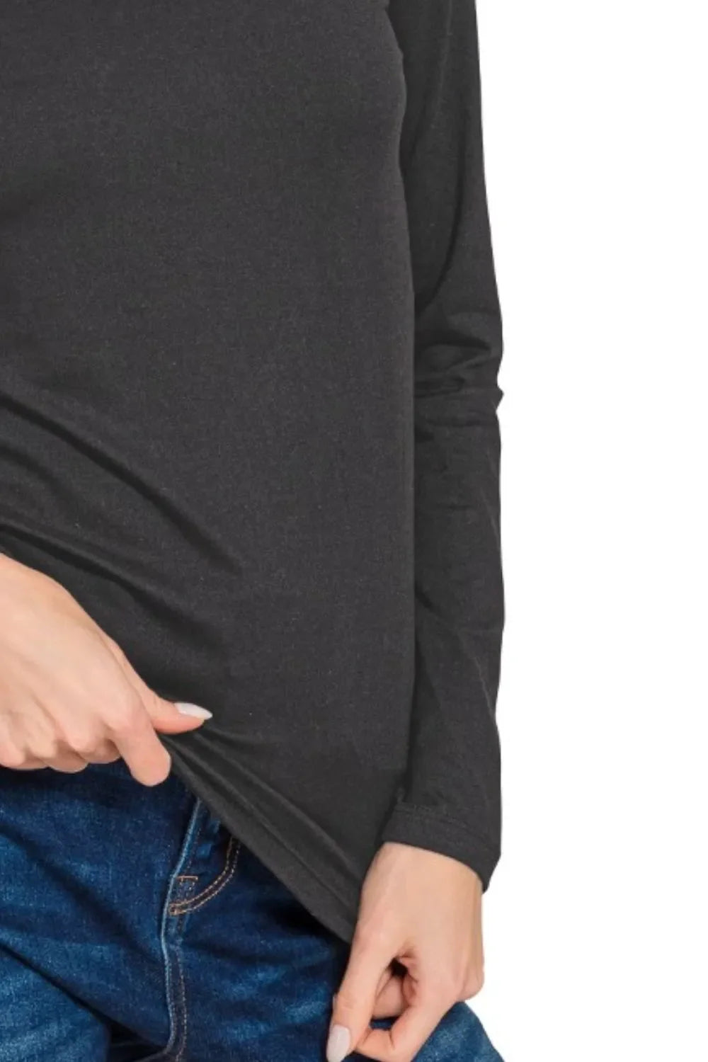 Brushed Microfiber Long Sleeve V-neck Tee