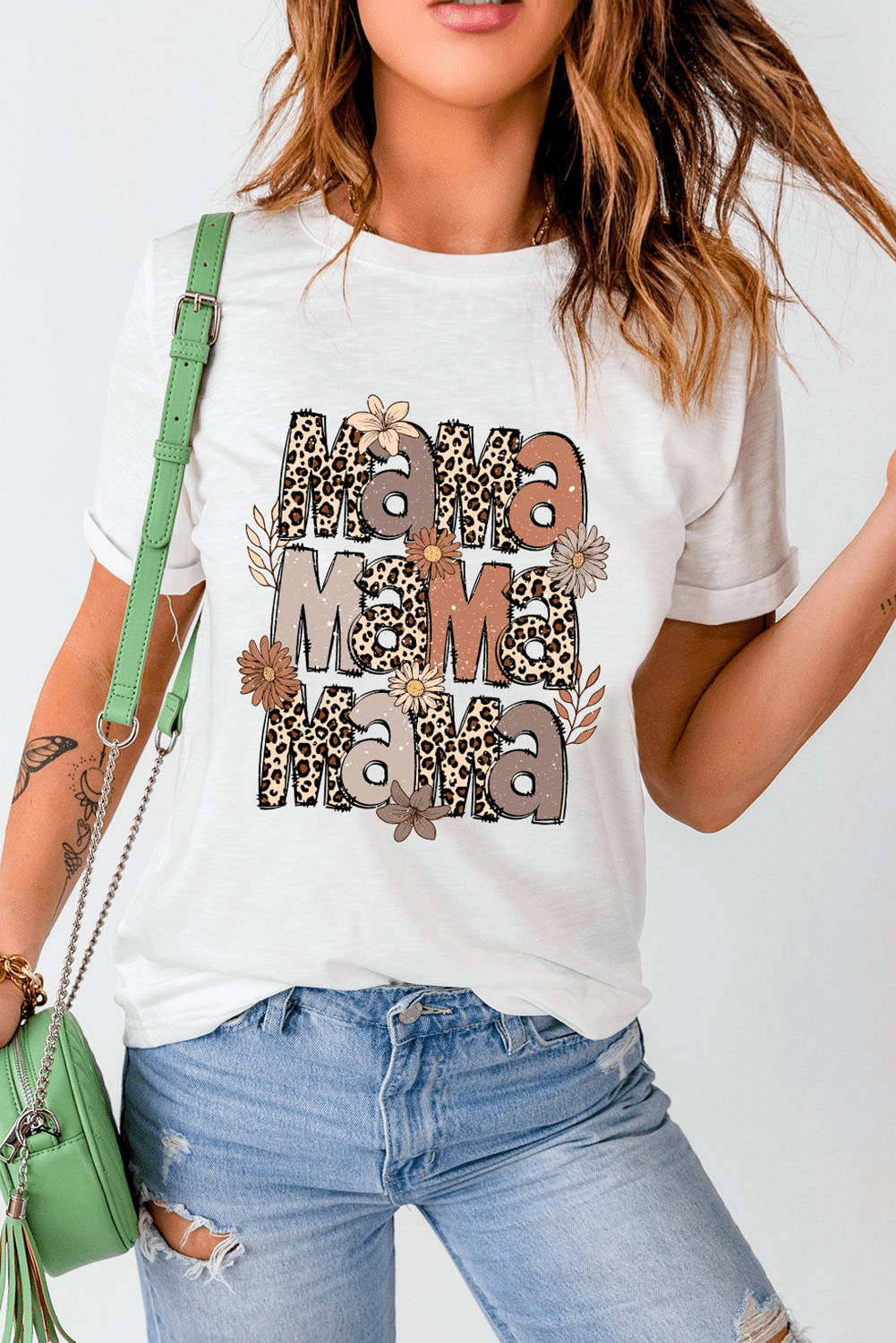 White Floral Leopard MaMa Graphic Mothers Day T Shirt - Loving It Shop