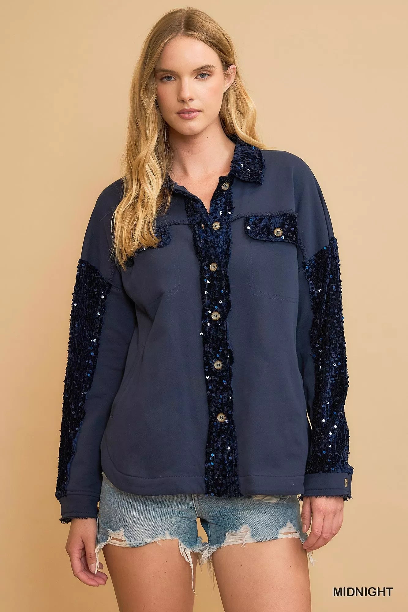 Sequined French Terry Jacket