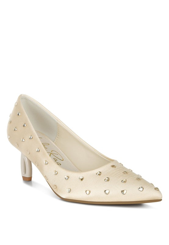 Madhara Heart-Shaped Rhinestones Pumps