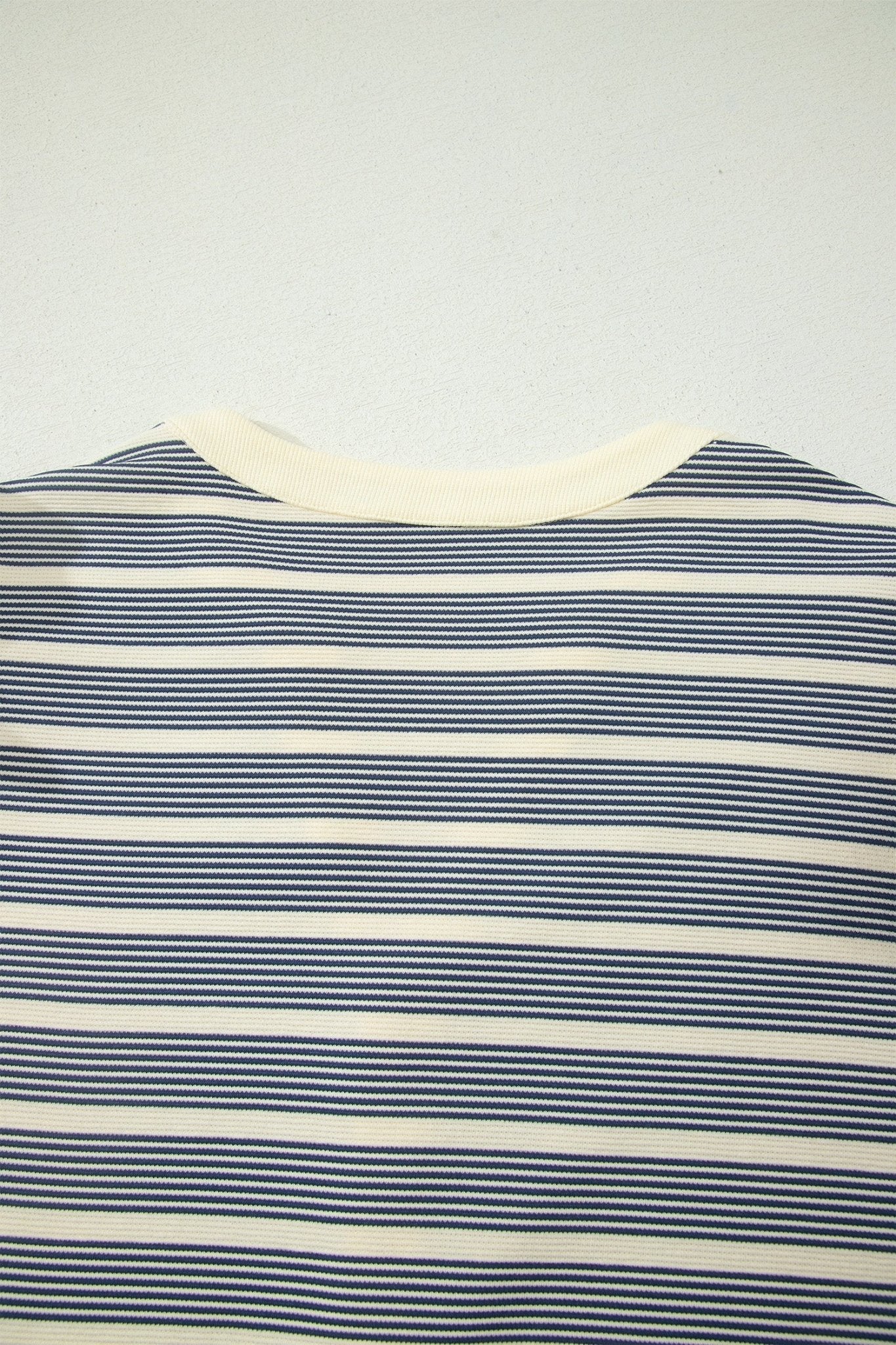 Blue Stripe Plus Size Contrast Trim Button V Neck Ruffle Sleeve Shift Dress - Loving It Shop