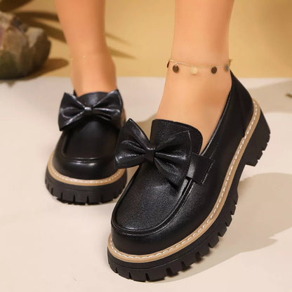 Bow Decor Chunky Loafers - Loving It Shop
