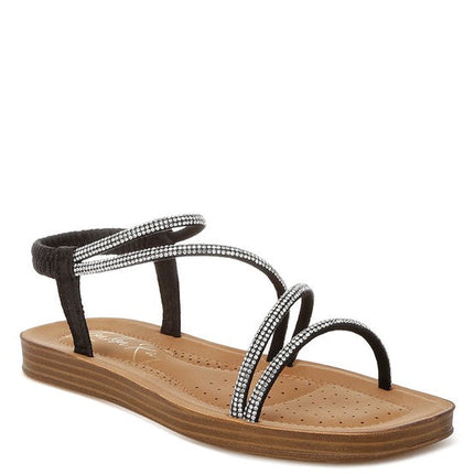 Ridayne Rhinestones Embellished Strappy Flats