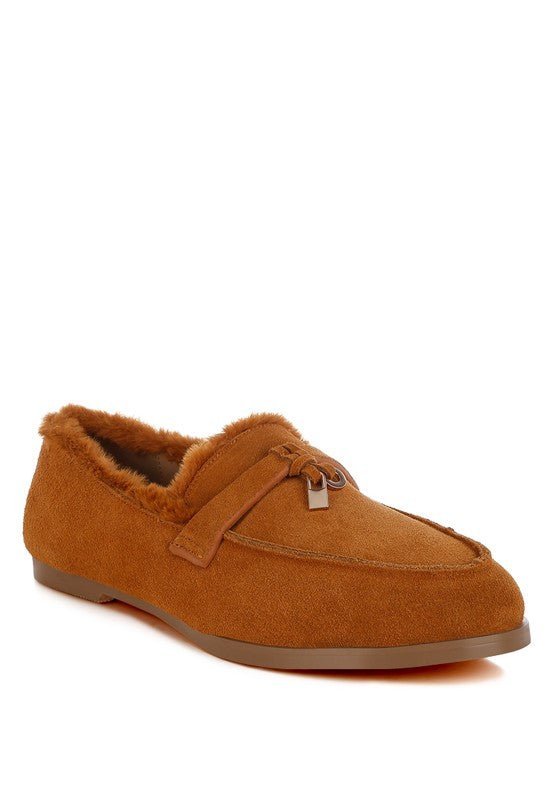 Ohrid Suede & Faux Fur Flat Loafers - Loving It Shop