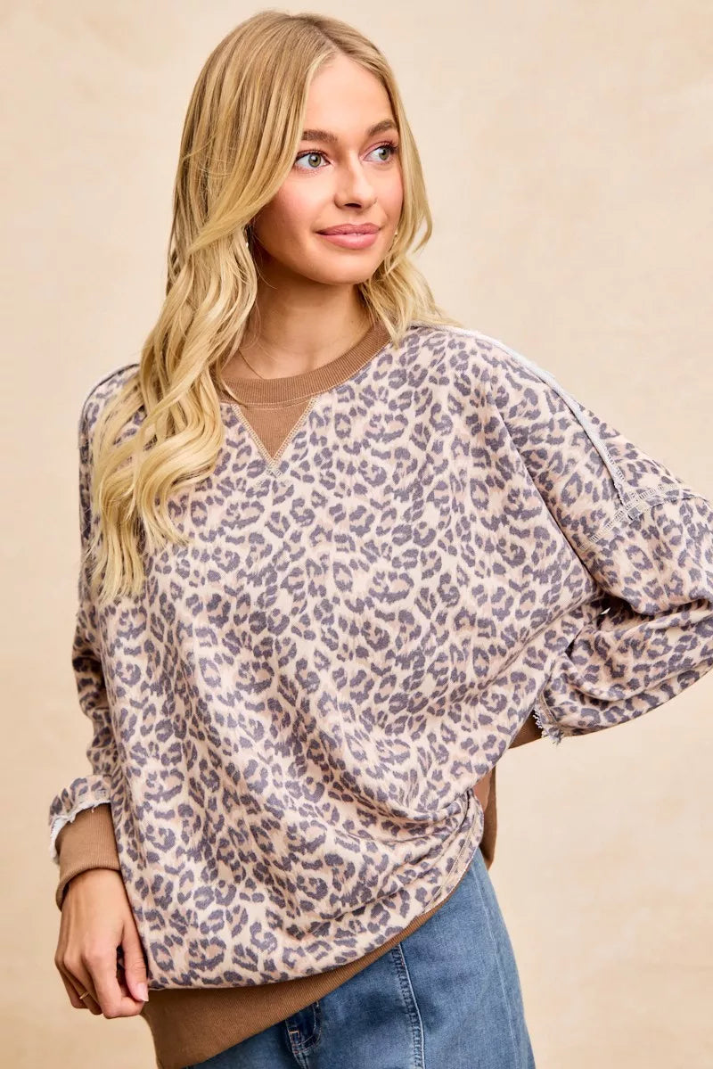 Leopard Printed French Terry Sweatshirt