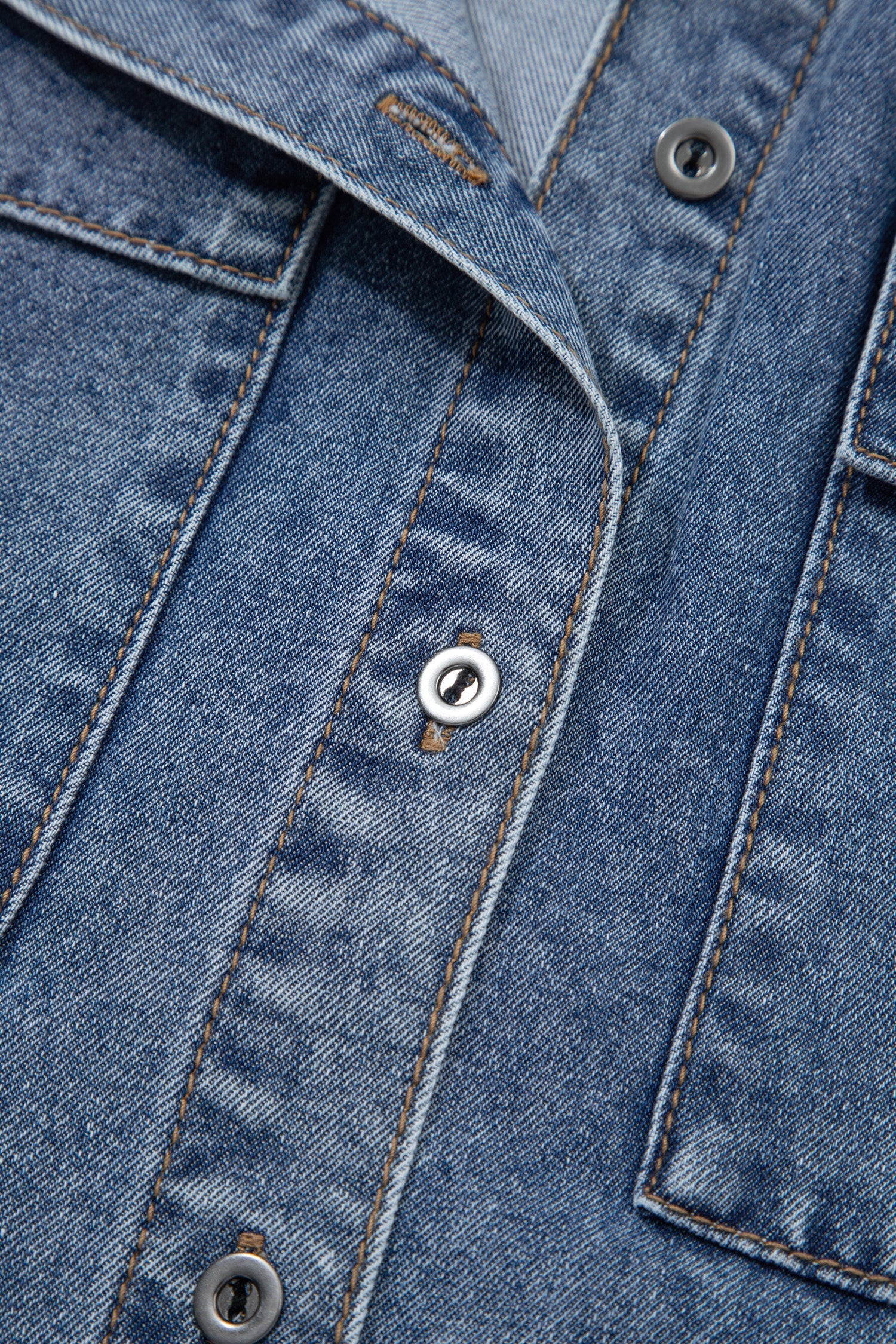 Button Flap Pocket Cuffed Short Sleeve Denim Shirt