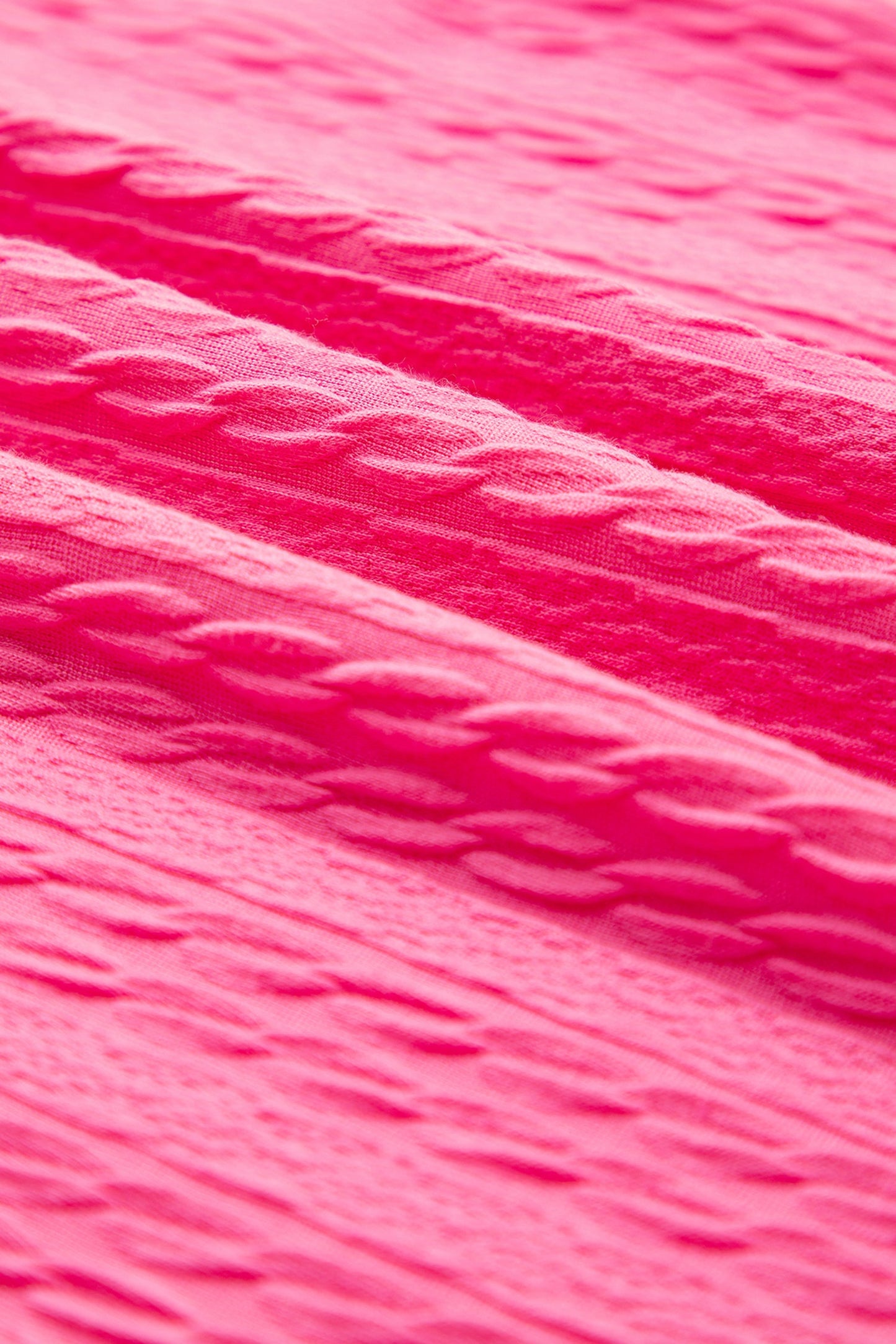 Bright Pink Textured Color Block Trim Loose Tee Drawstring Shorts 2pcs Set