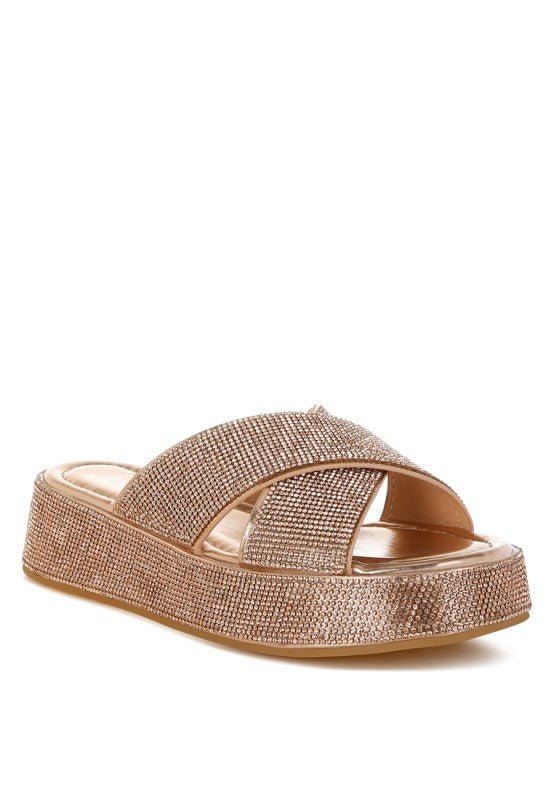 Adena Rhinestone Embellished Flatforms - Loving It Shop