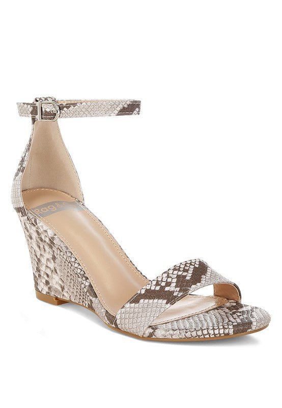 Kodor Snake Print Slim Wedge Heel Sandals - Loving It Shop