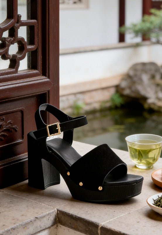 Daniela Genuine Suede Leather High Block Sandals - Loving It Shop