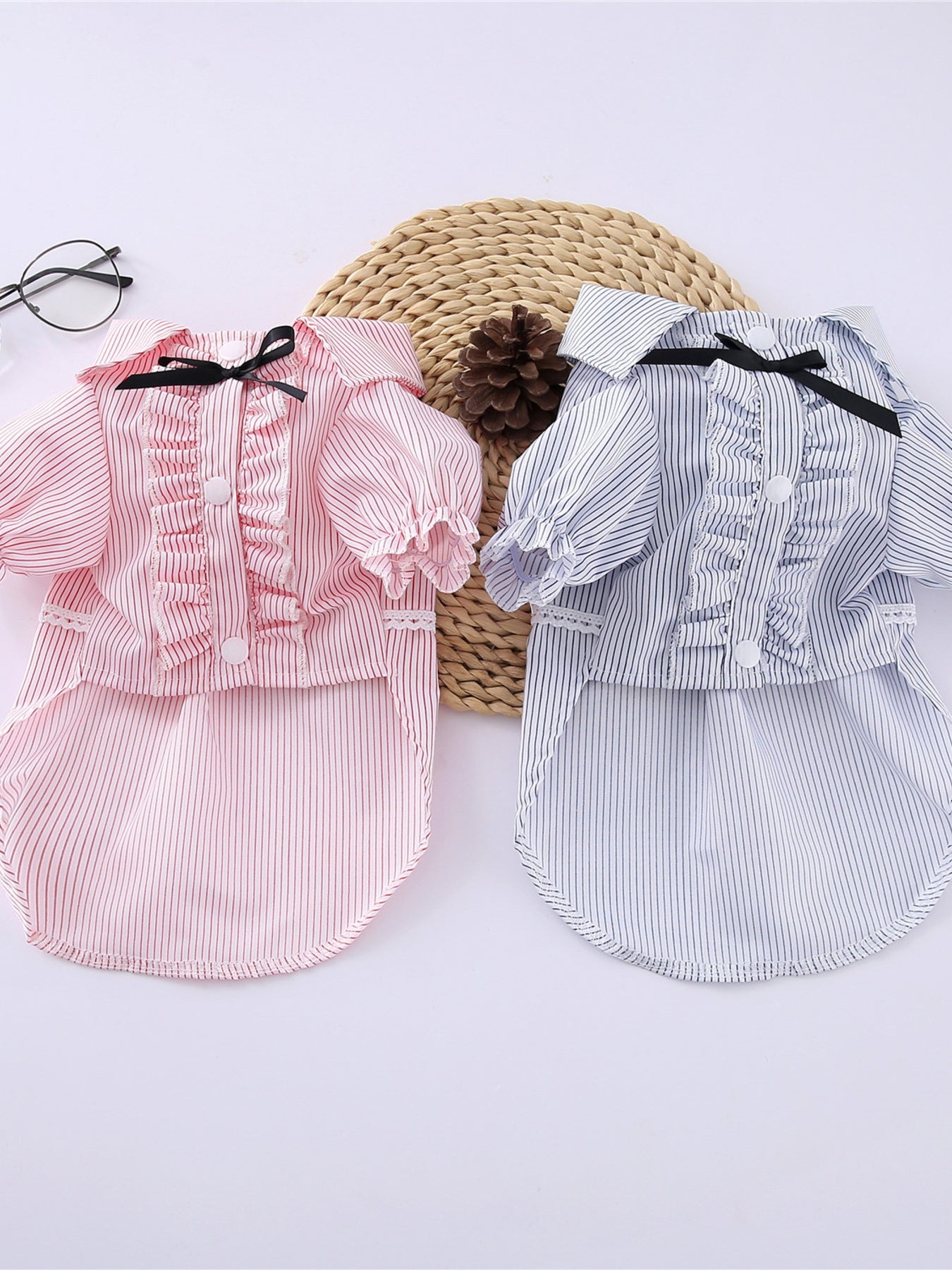 Striped Ruffle Pet Top with Bow - Loving It Shop