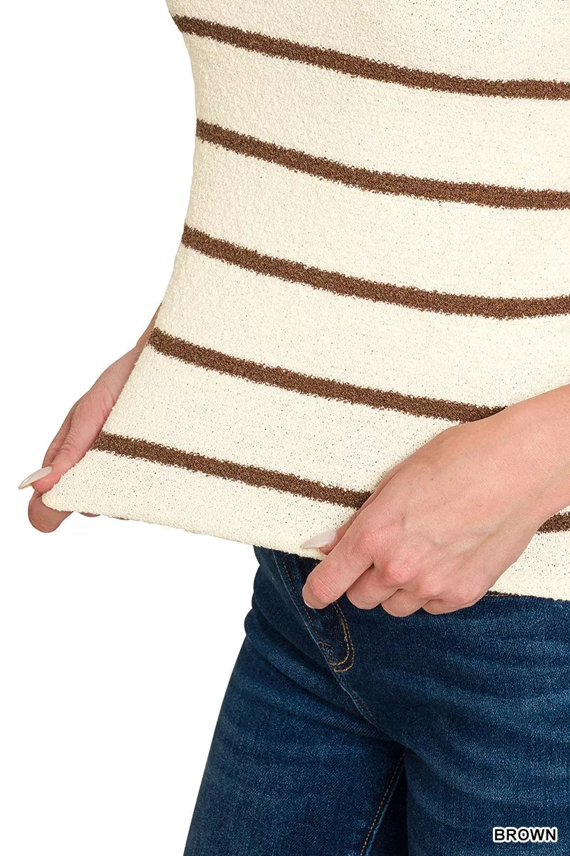 Round Neck Stripe Knit Tank Top