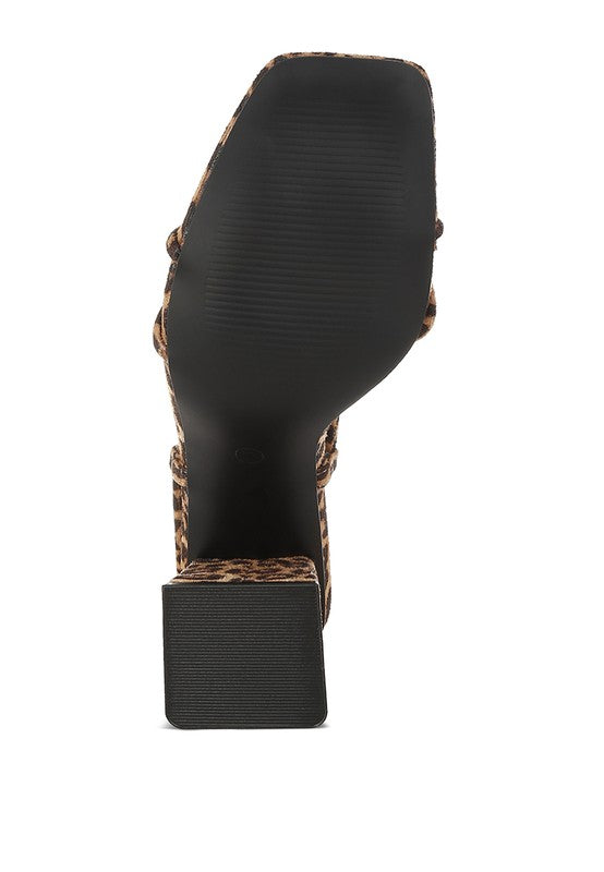 Piani Leopard Print Square Toe Heels
