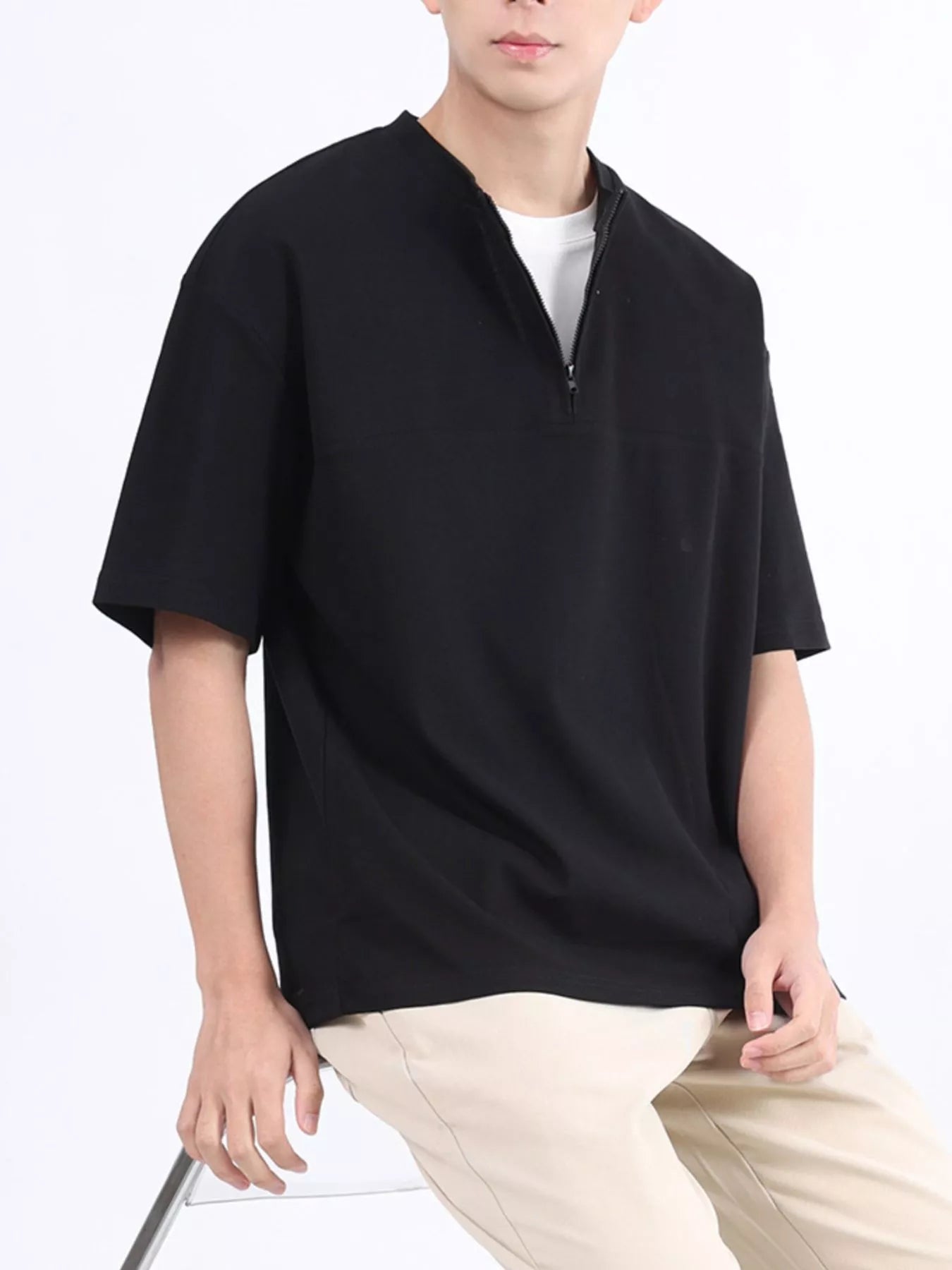 Men's Plus Size Half Sleeve Solid Color Top - Loving It Shop