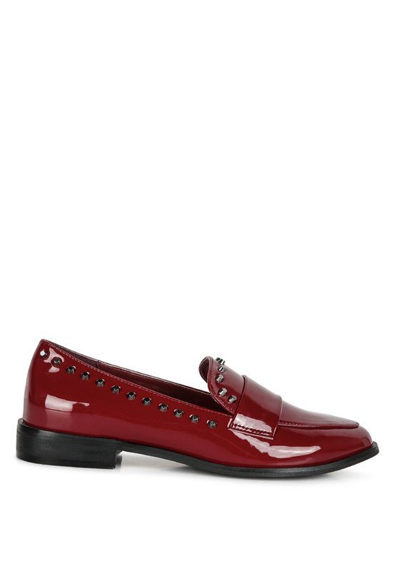EMILIA Black Shine Forever Stud Penny Loafers - Loving It Shop