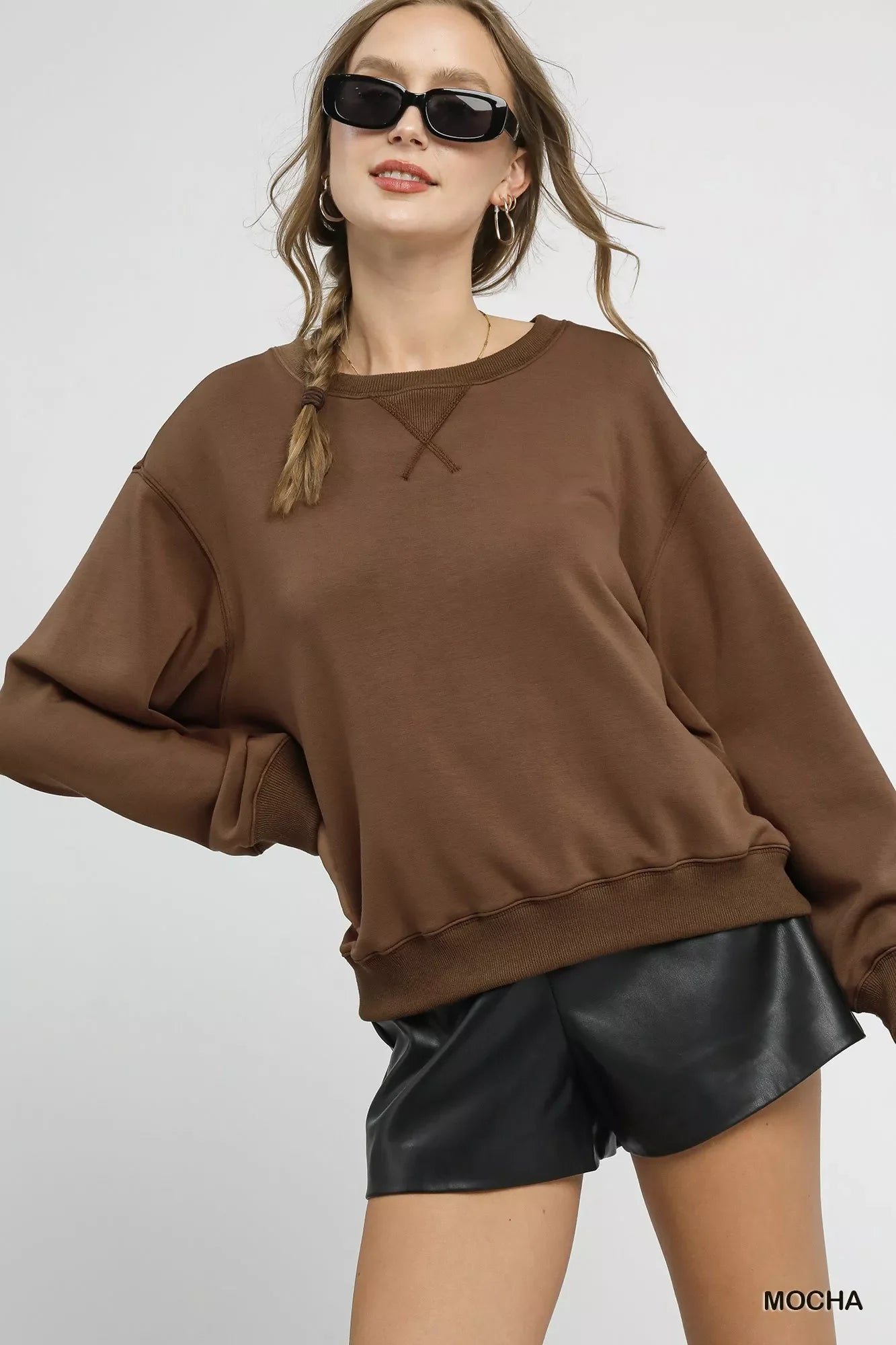 Round Neck Long Sleeve Fleece Sweatshirt
