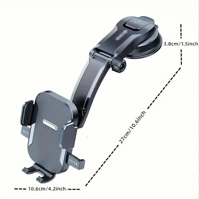 Adjustable Car Phone Holder – Suction Cup Dashboard Mount, Anti-Slip Grip, iPhone &amp; Android