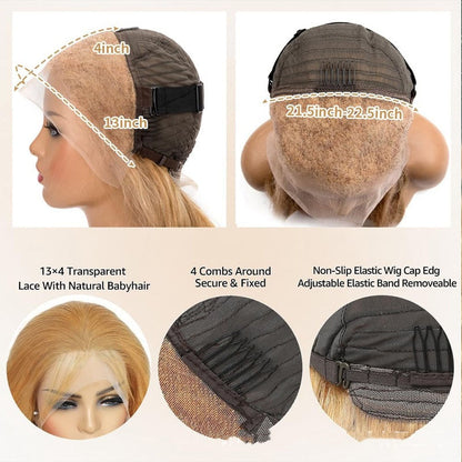 Human Hair Wig Front Lace All Real Hair 13 X4 Headgear