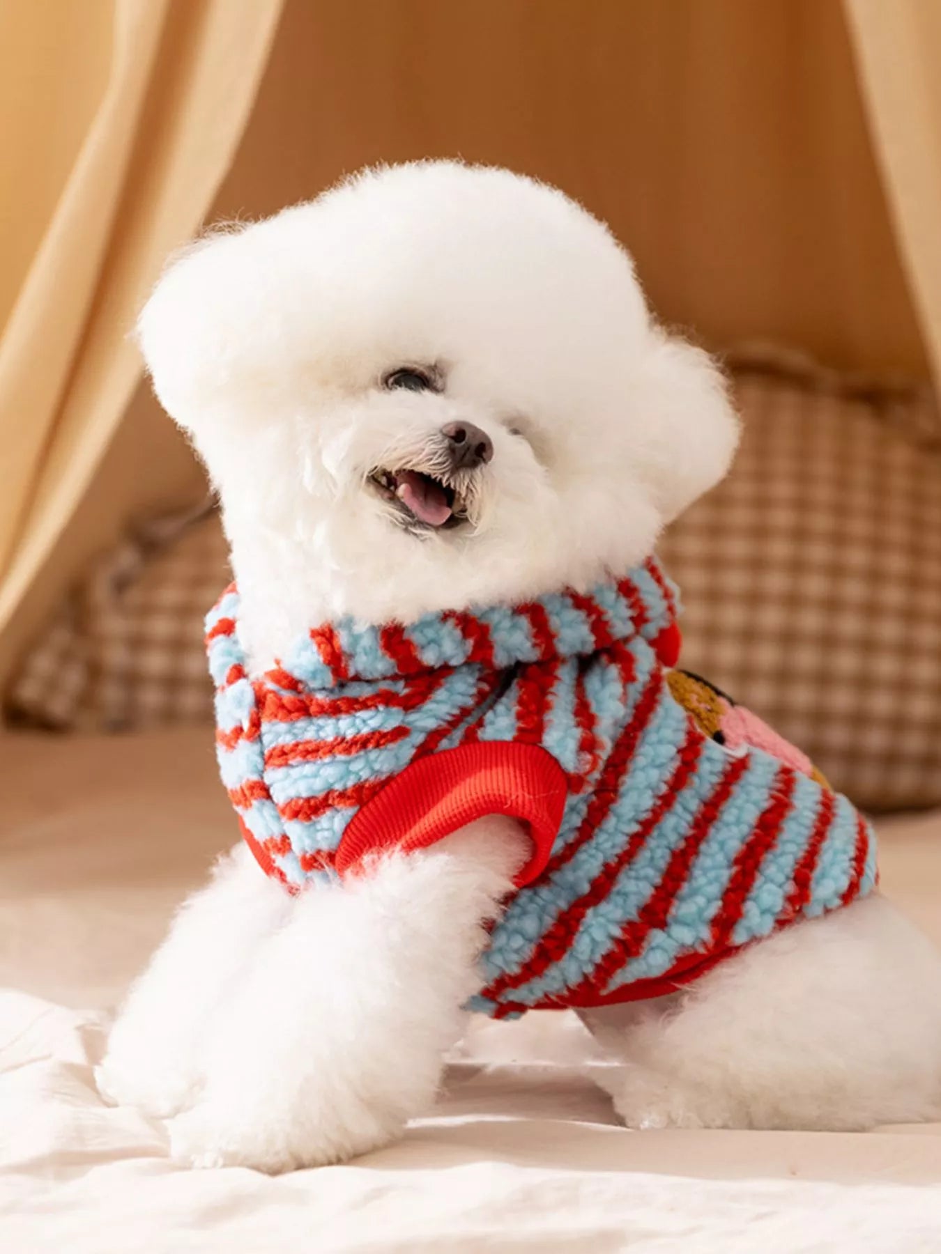 Striped Hooded Plush Pet Sweater - Loving It Shop