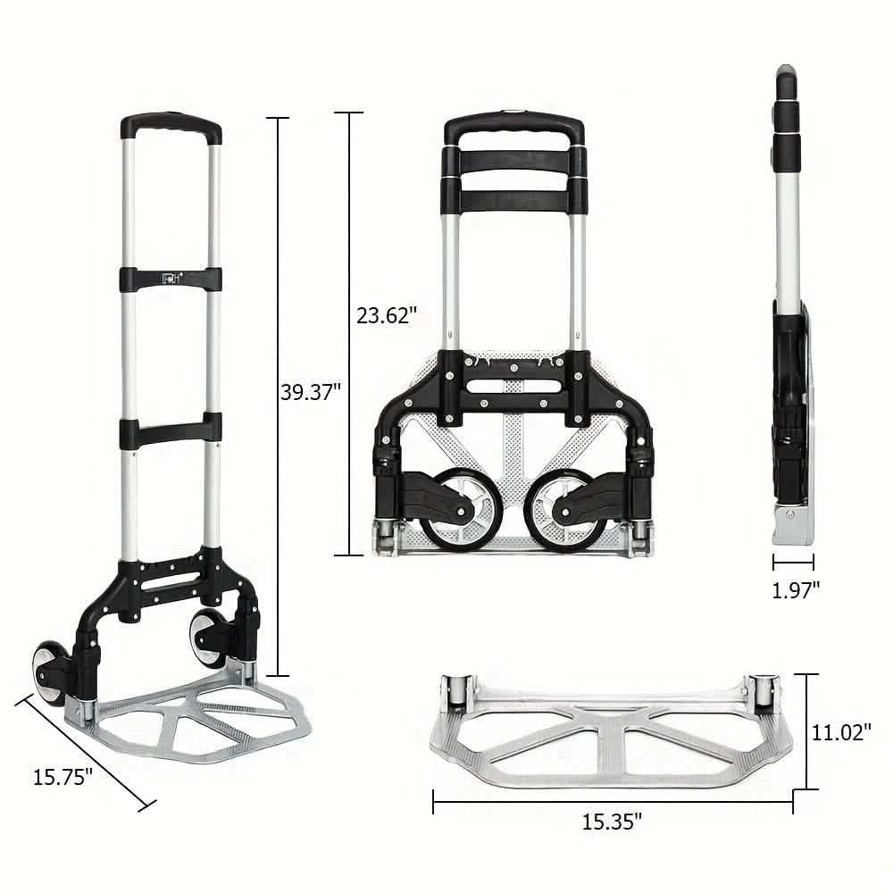 Folding Aluminum Hand Cart &amp; Dolly – 165 lb Capacity | Lightweight &amp; Portable