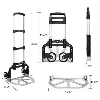 Folding Aluminum Hand Cart &amp; Dolly – 165 lb Capacity | Lightweight &amp; Portable