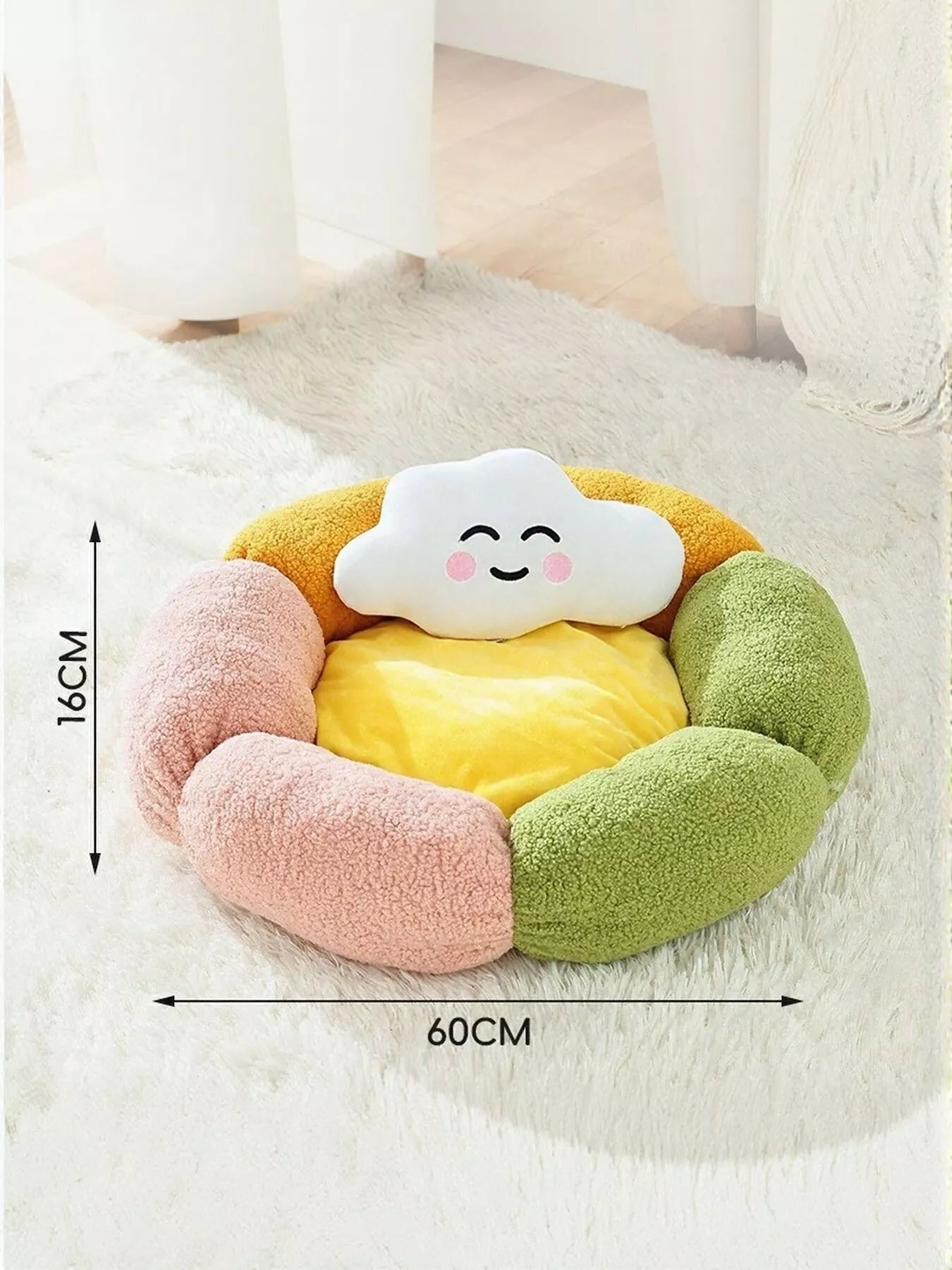 Round Plush Pet Nest with Cloud Pillow - Loving It Shop