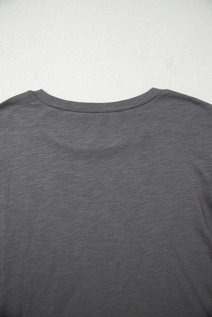 Dark Grey Double Ruffled Short Sleeve Plus Size Top