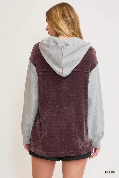 Contrast Hooded Chenille Jacket