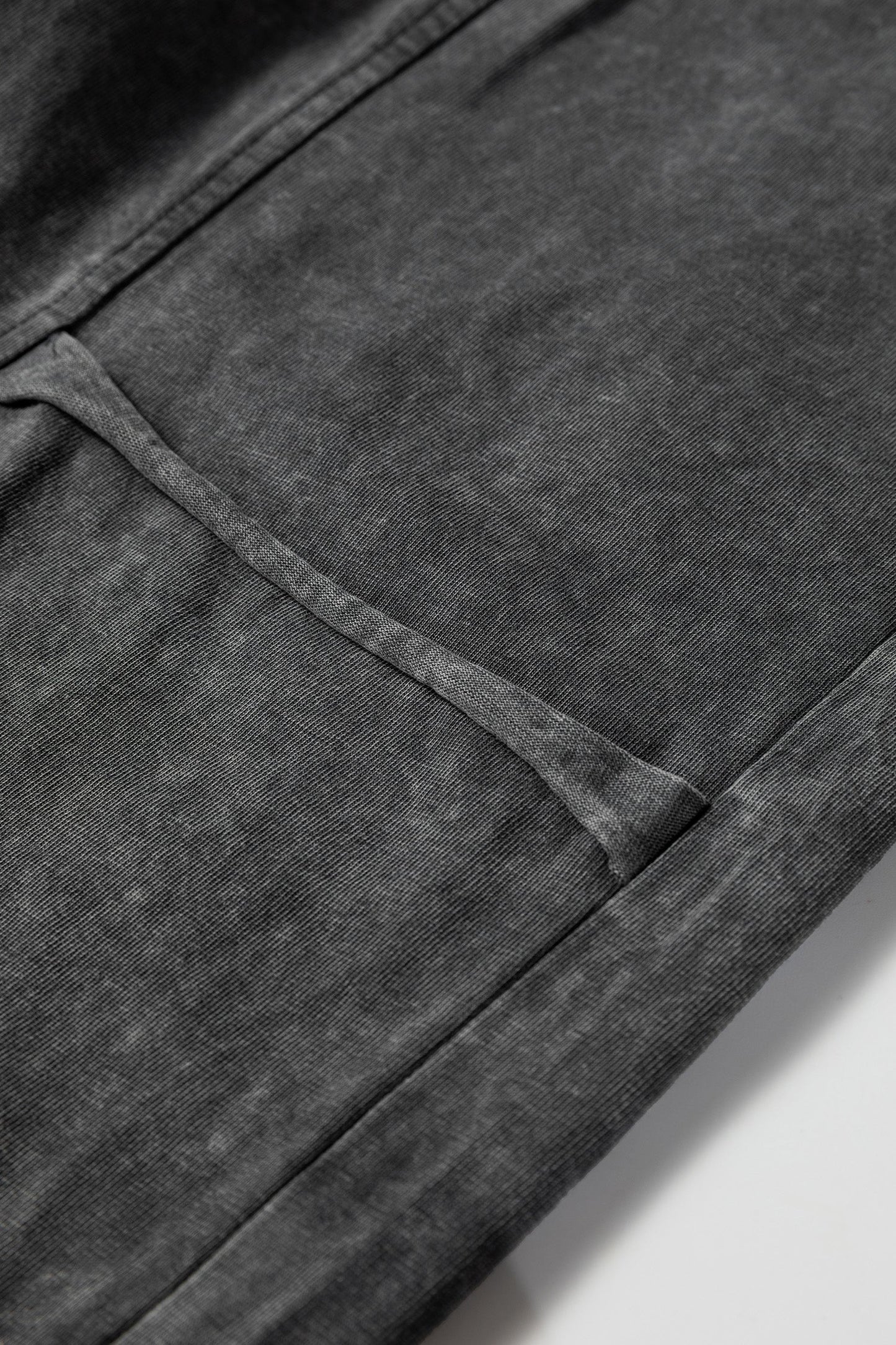Medium Grey Mineral Wash Lace-up High Waist Raw Hem Patched Pocket Pants