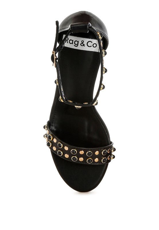 Nidara Studs Embellished Genuine Leather Sandals - Loving It Shop