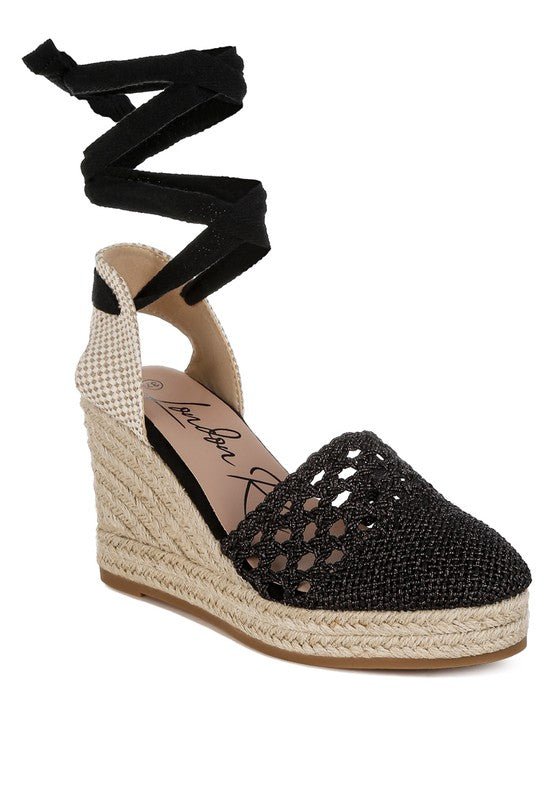 Sea Breeze Woven Lace - Up Espadrille Wedges - Loving It Shop