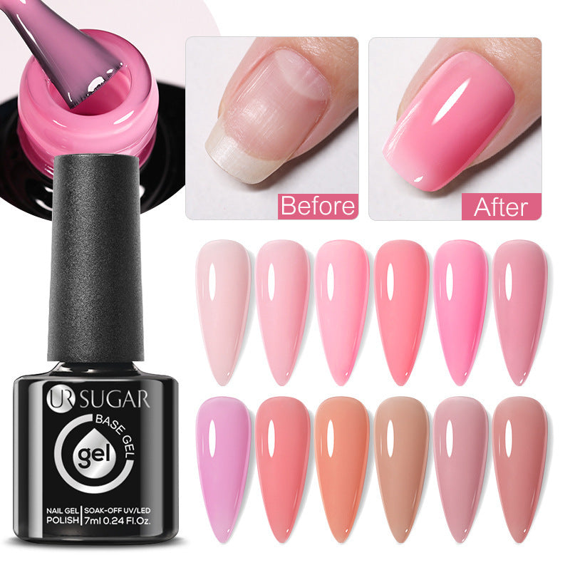 Reinforced Long-lasting No-file Base Coat With Shimmering Glitter Gel Polish