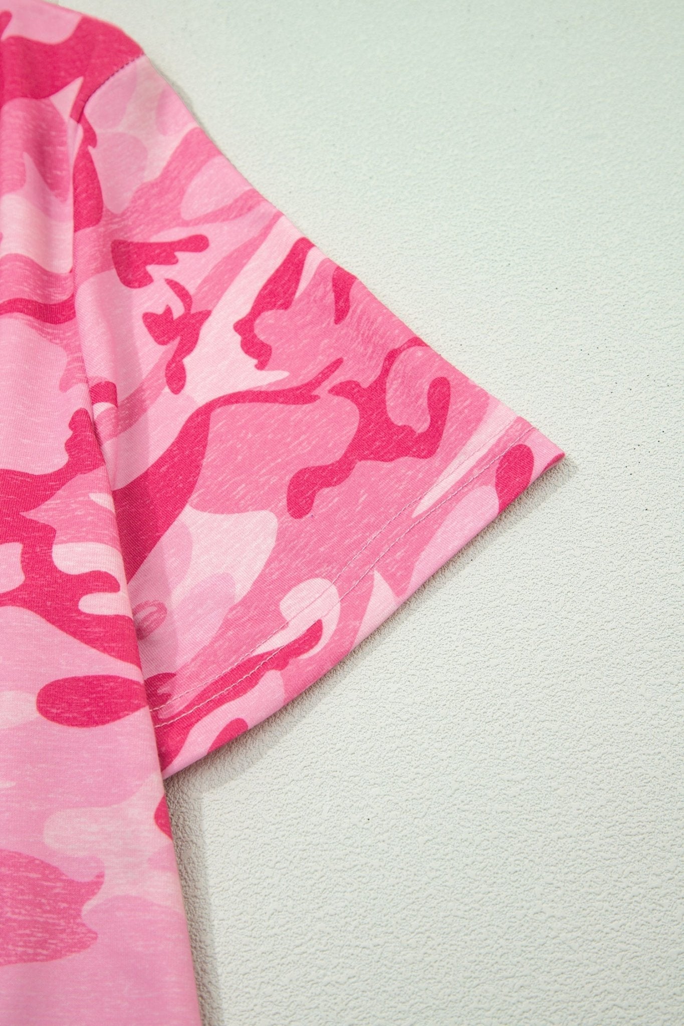 Pink Camouflage Print Crew Neck T Shirt - Loving It Shop