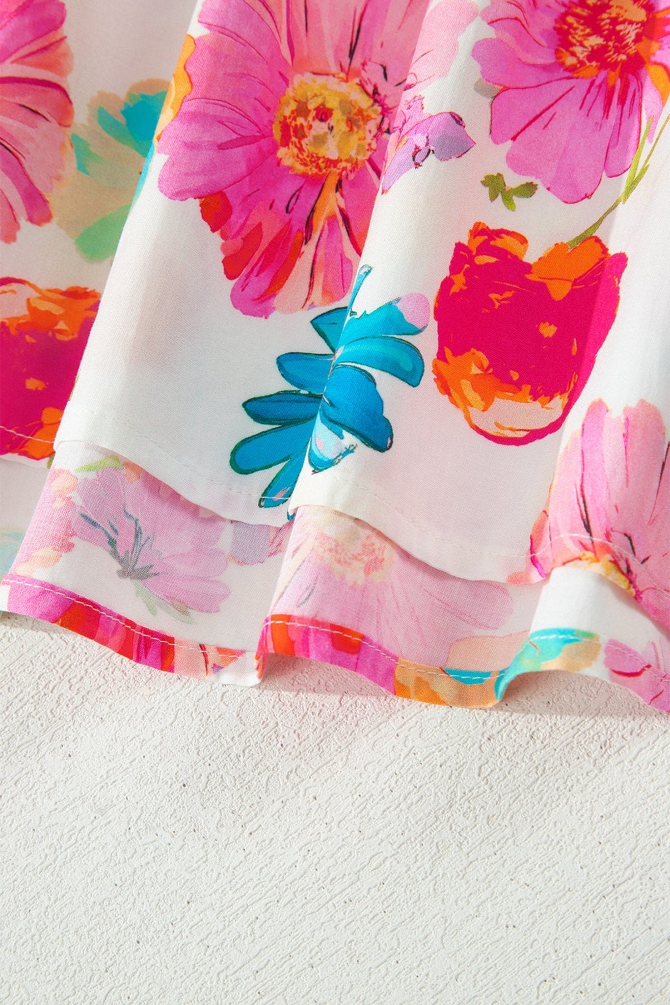 Pink Plus Size Floral Print Ruched Short Sleeve Blouse - Loving It Shop