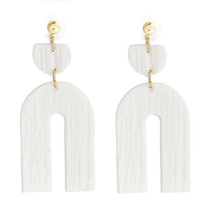 Bridal Earrings White Clay Arch Statement Jewelry Chic Elegant
