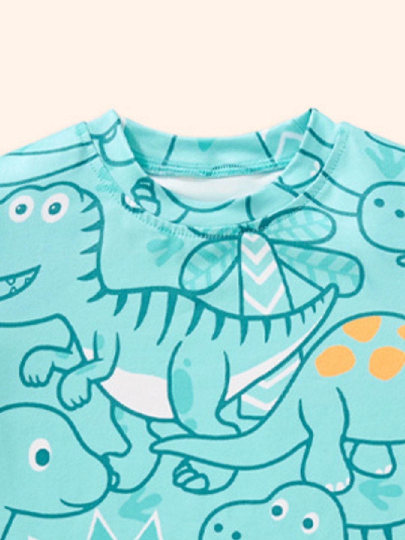 Children's Dinosaur Print Crew Neck Short Sleeve T-Shirt