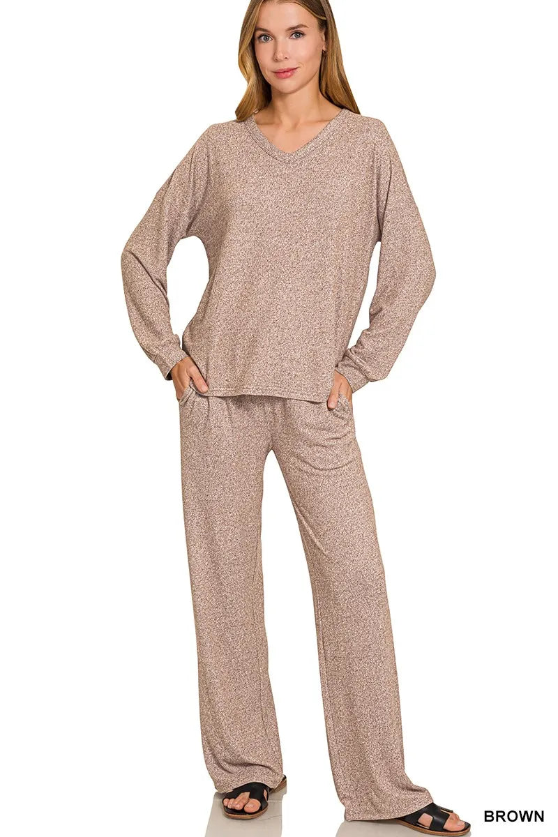 Soft Melange Long Sleeve Tee &amp; Pants Set