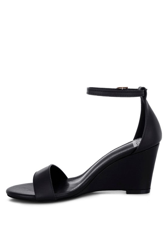 Pobora Genuine Leather Slim Wedge Heel Sandals