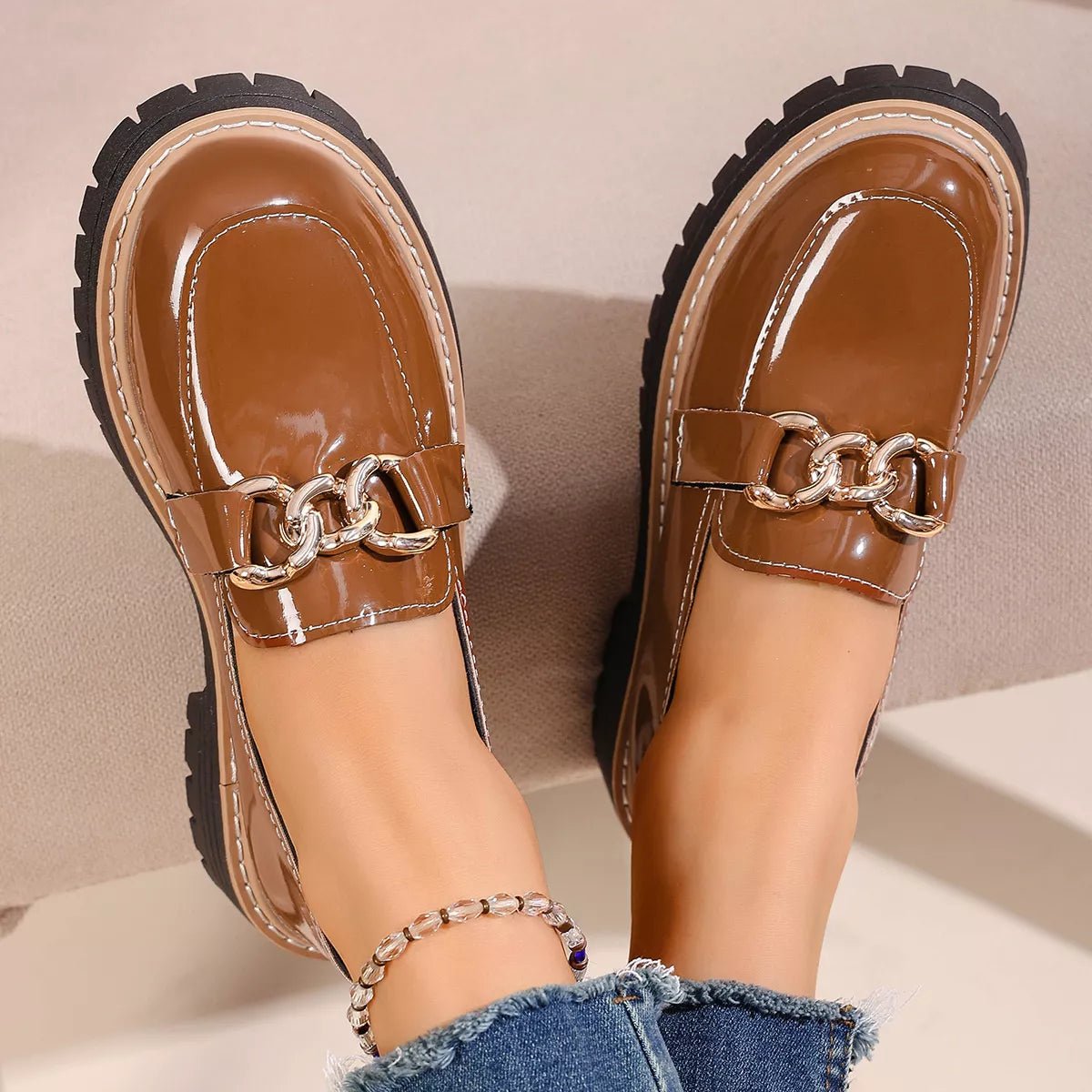 Chain Decor Chunky Loafers - Loving It Shop