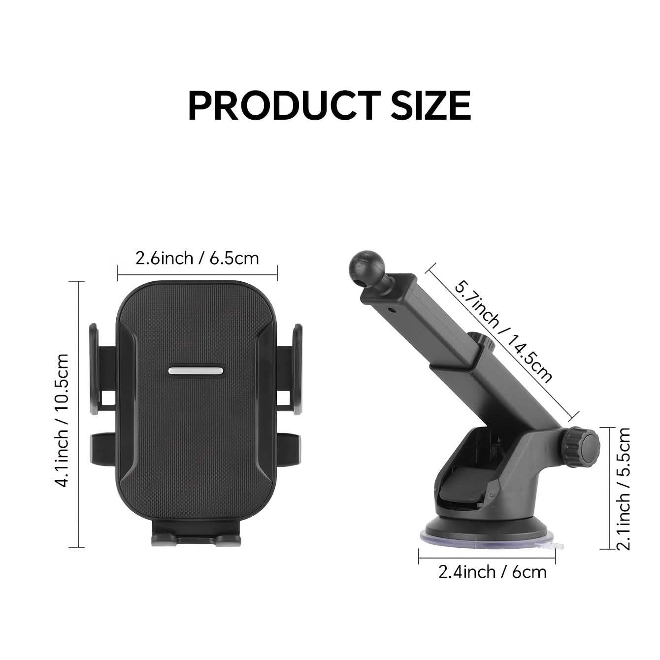 Adjustable Car Phone Holder – Suction Cup Dashboard Mount, Anti-Slip Grip, iPhone &amp; Android