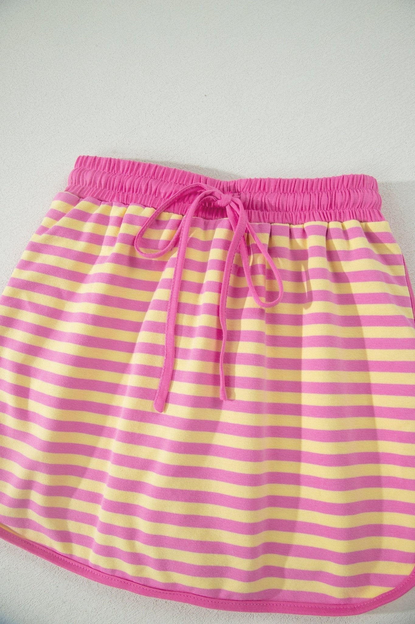 Pink Stripe Loose Short Sleeve Top and Skirt Set - Loving It Shop