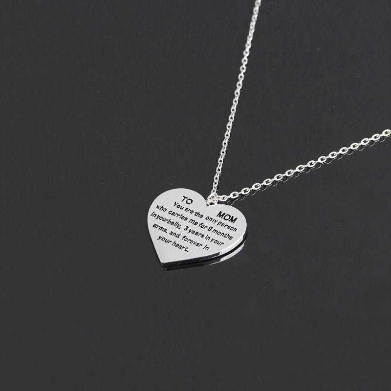 Heart-Shaped Engraved Necklace for Mother&