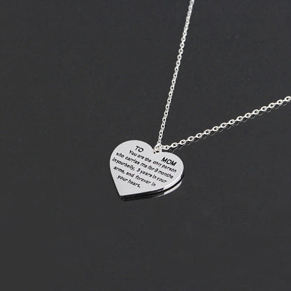 Heart-Shaped Engraved Necklace for Mother&
